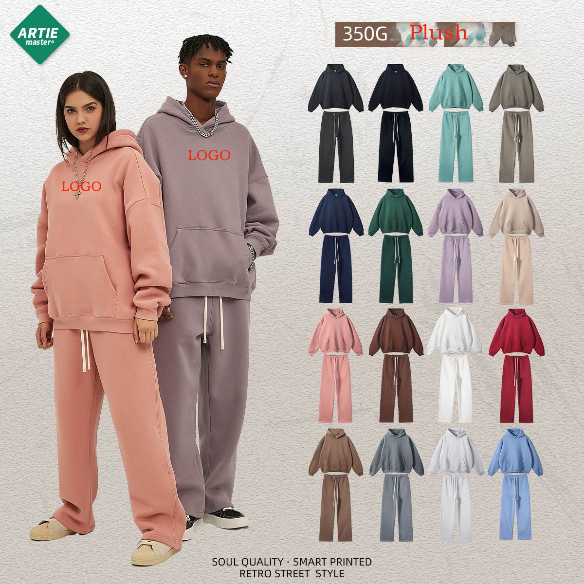 Streetwear Brand Clothing - Set celana jogging olahraga pria, LOGO