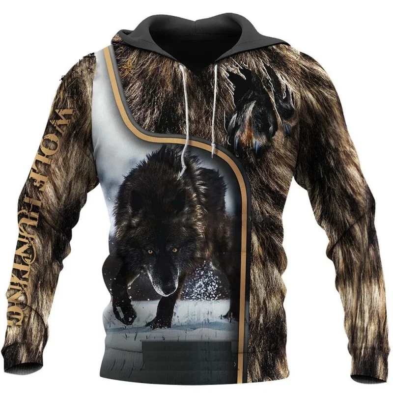 Streetwear Brand Tracksuit - Hoodie Pria Bermotif Serigala, Hoodie 3D,