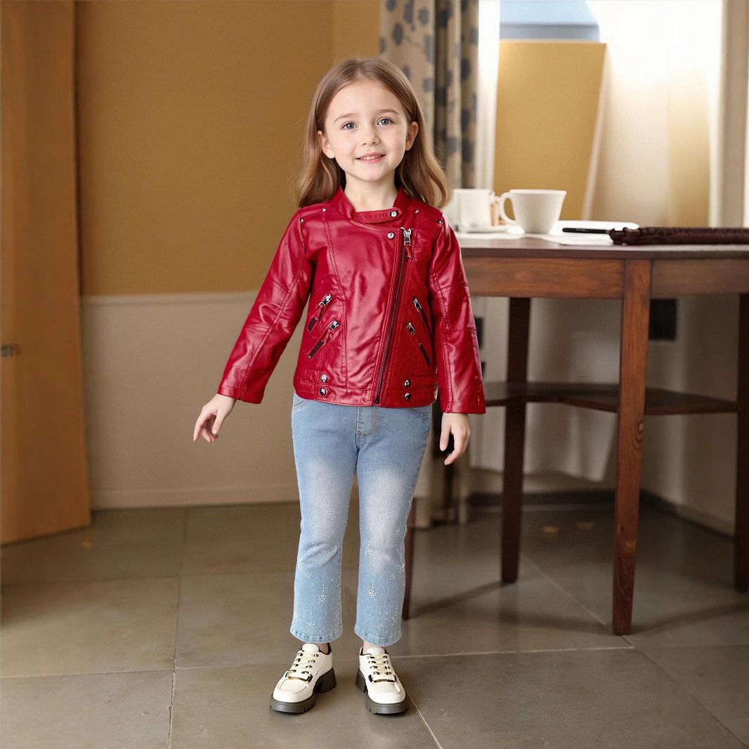 Streetwear Brands Logo - Jaket Kulit PU Anak Perempuan Usia