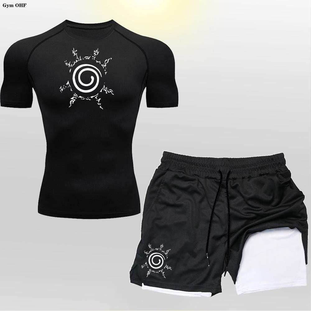Streetwear Brand Clothing - Kemeja kompresi Anime pria 2 in