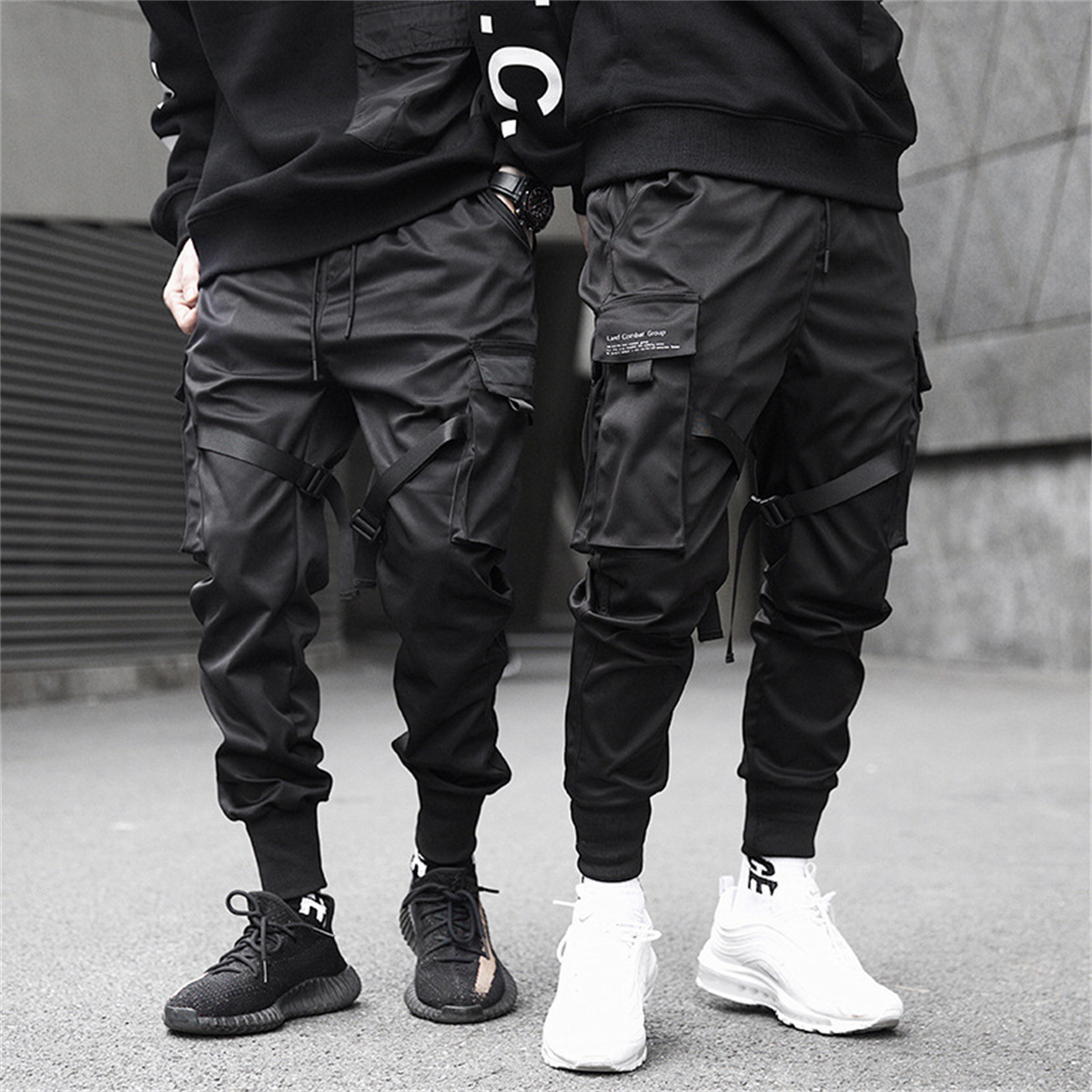 Celana kargo hitam Hip Hop, ce - Streetwear Brand Clothing ulasan dan harga